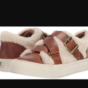 FRYE Women's Gia Moto Low Sneaker in Cognac Size 8M